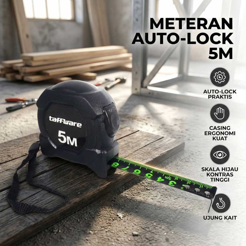 Meteran Roll Measuring Tape Auto Lock<br/>- XBE5M