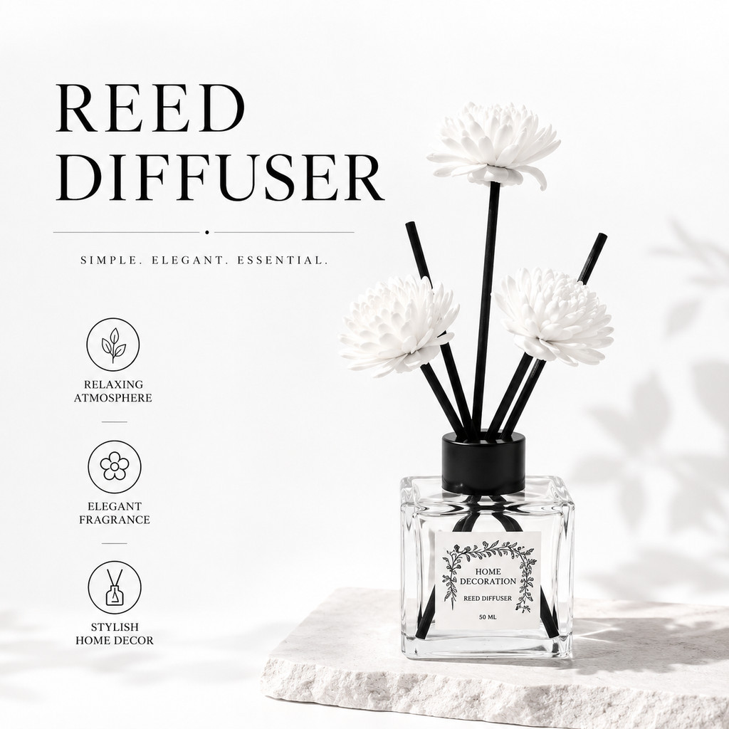 Diffuser Aromaterapi 50ml Botol Kaca Kotak Pengharum Ruangan