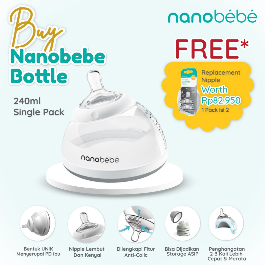 NANOBEBE Bottle botol susu bayi 240ml single pack