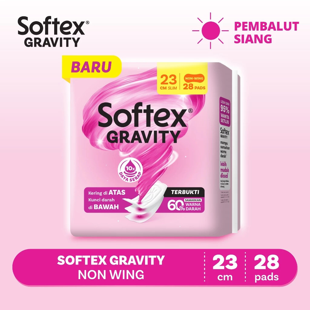 Softex Gravity Non Wing 23cm 28pcs - Pembalut Wanita