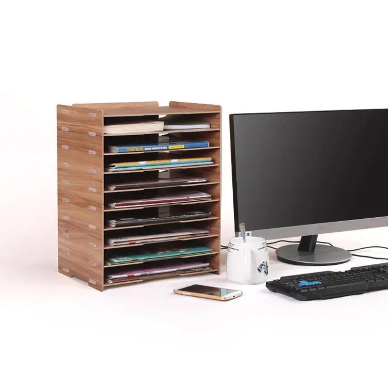 Desktop Multi Tier Classification Desk Office Shelf Folder Shelf Document Shelf Multi Tier Document Storage Box Display Stand