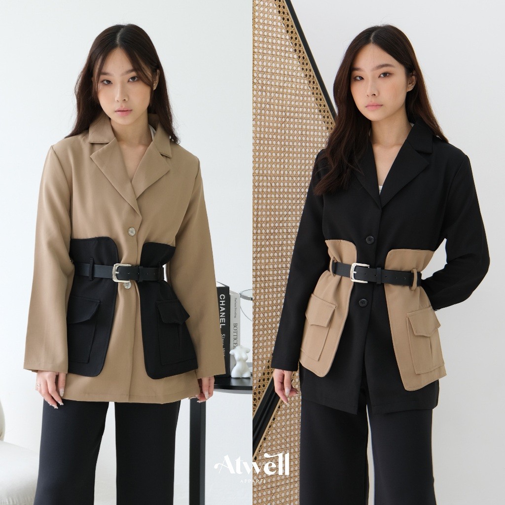 DEVIY BERKAH STORE Ash Blazer with belt