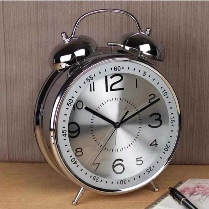 jam weker kring 6115 hitam - silver