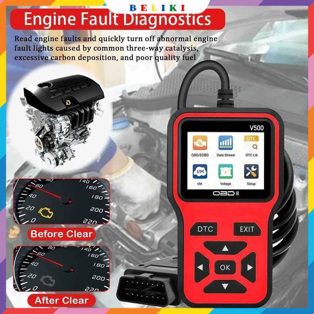 Alat OBD2 Pembaca Kode Diagnostik Mobil Otomotif Code Reader - V500