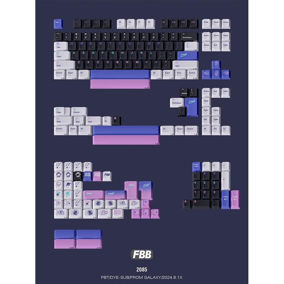 FBB Retro 2085 Keycaps Cherry Profile PBT Dye Subbed