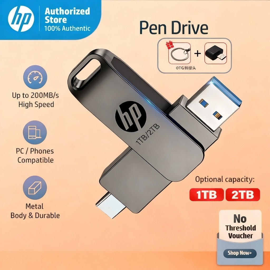 HP 1TB 2TB Flash Drive for Android HP OTG Flashdisk High Speed USB 3.0 Flash Drive Flash Disk[Free micro+hook]