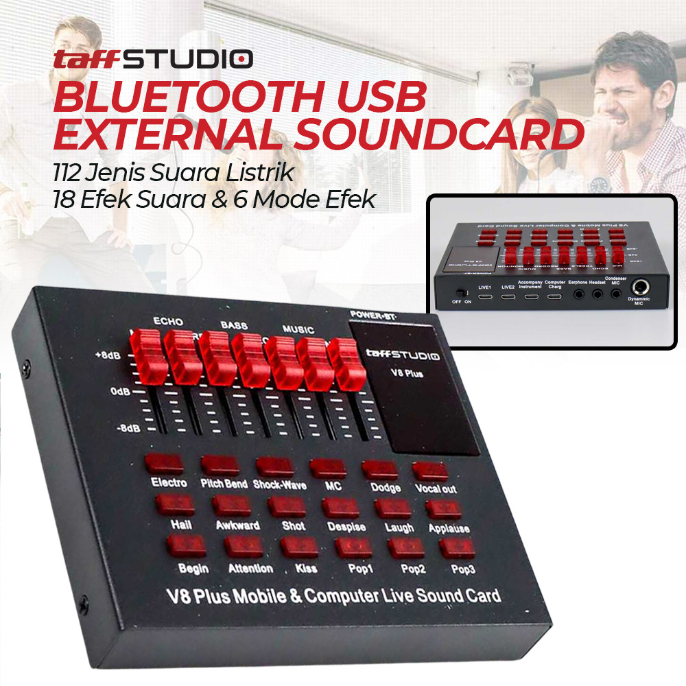 Sound Card Bluetooth USB External Live Mic Headset