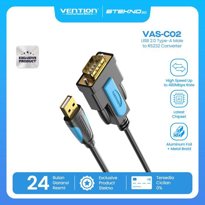 Easykomp Vention USB to RS232 DB9 Parallel Com Serial Adapter Black - 1 Meter