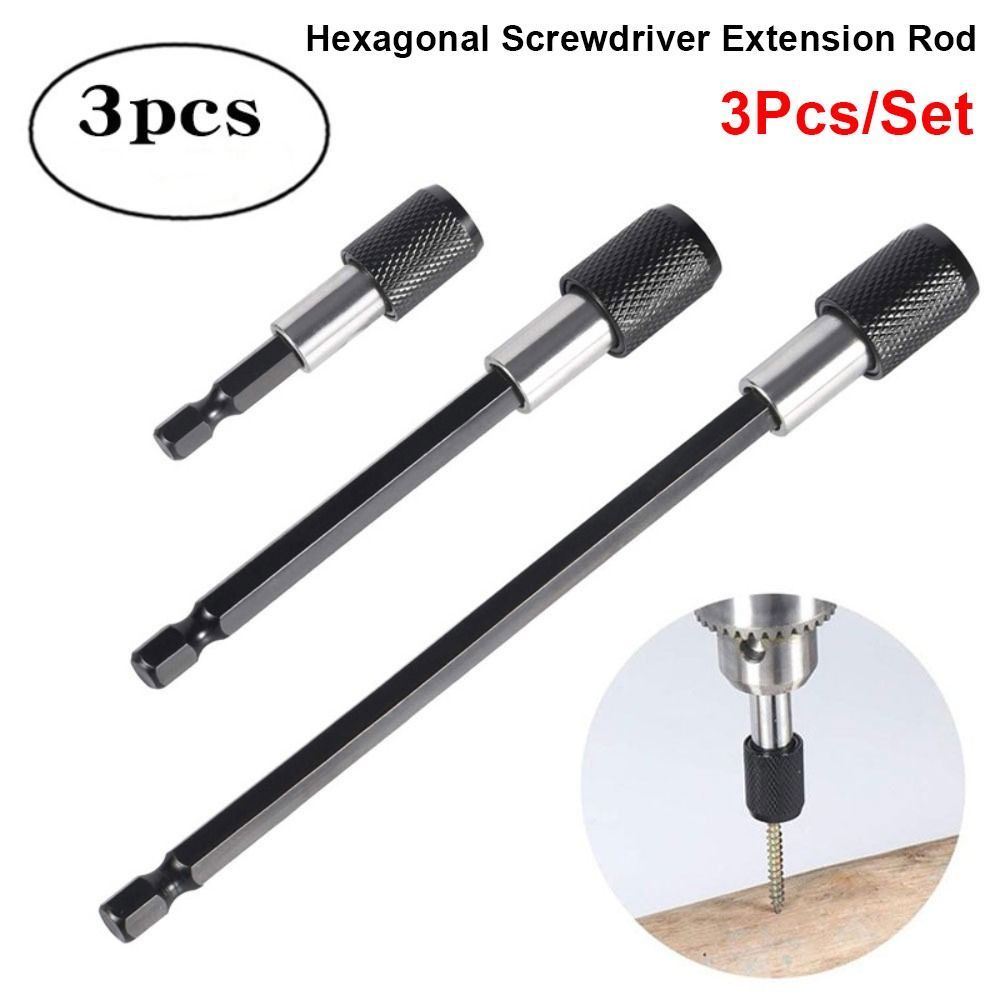3Pcs/Set Self-locking Screw Bit Extension Rod Quick Transfer Quick Release Hexagonal Screwdriver Extension Rod Long Handle
