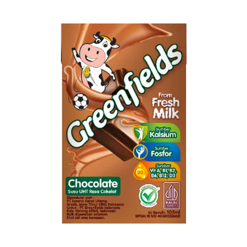 GREENFIELDS UHT LESS SUGAR CHOCOLATE 105ML