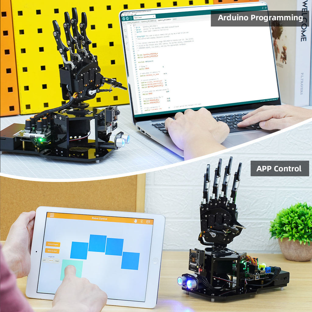 Open Source Code AI Bionic Robot Hand Support Somatosensory Control 5 Finger For Arduino UNO Programming Robot Claw Hand Y Kit