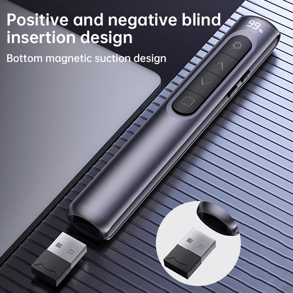Wireless Page Turner Reargeable Presenter Remote Controller PPT Pointer Pen Presentation Clicker for Projector PowerPoint