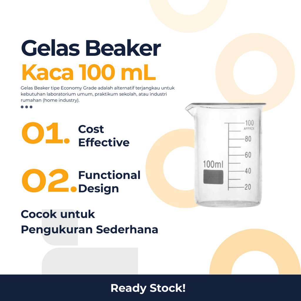 GELAS UKUR KACA 100ML NON PYREX