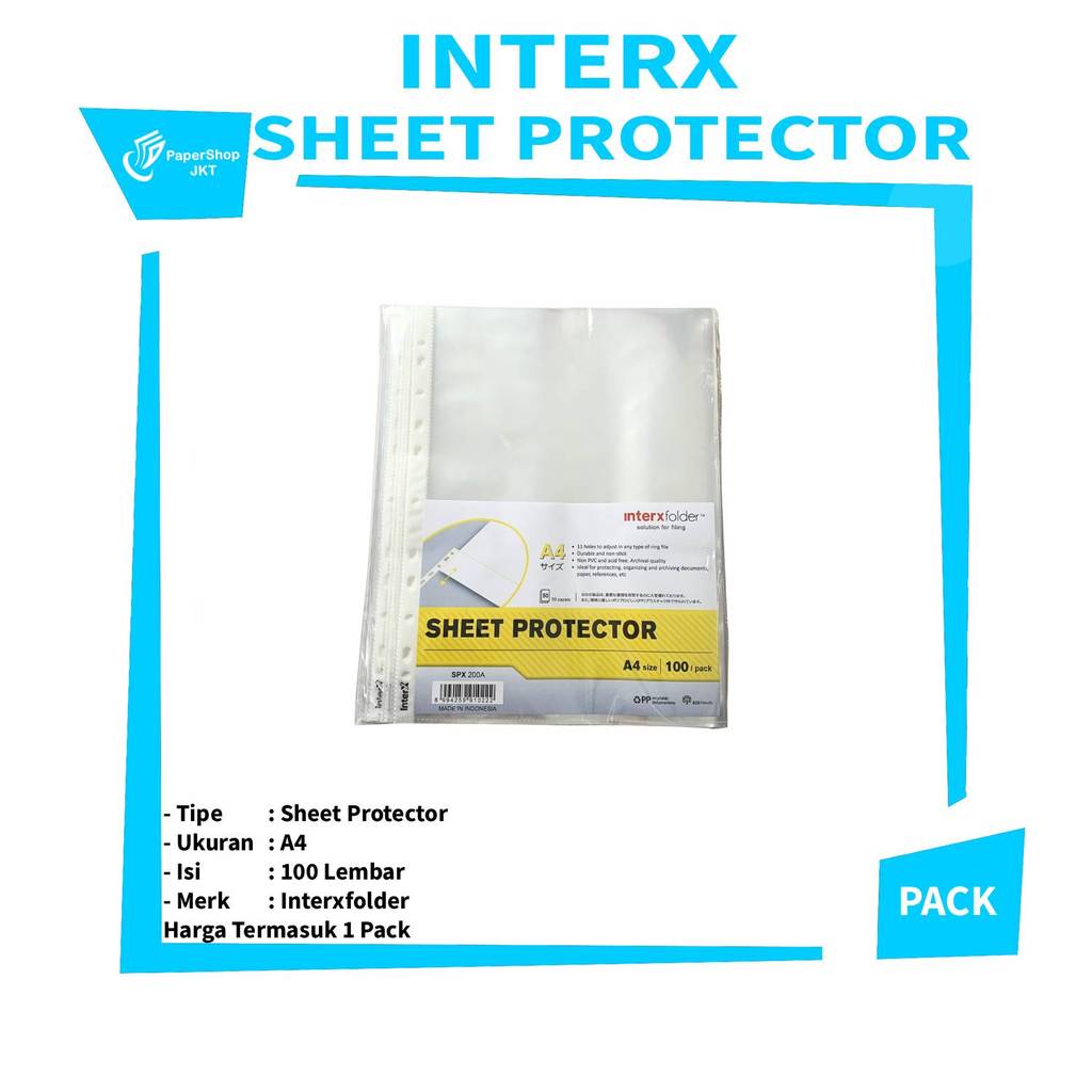 InterXFolder - Sheet Protector Bening A4 Isi 100 Lembar PP - PACK