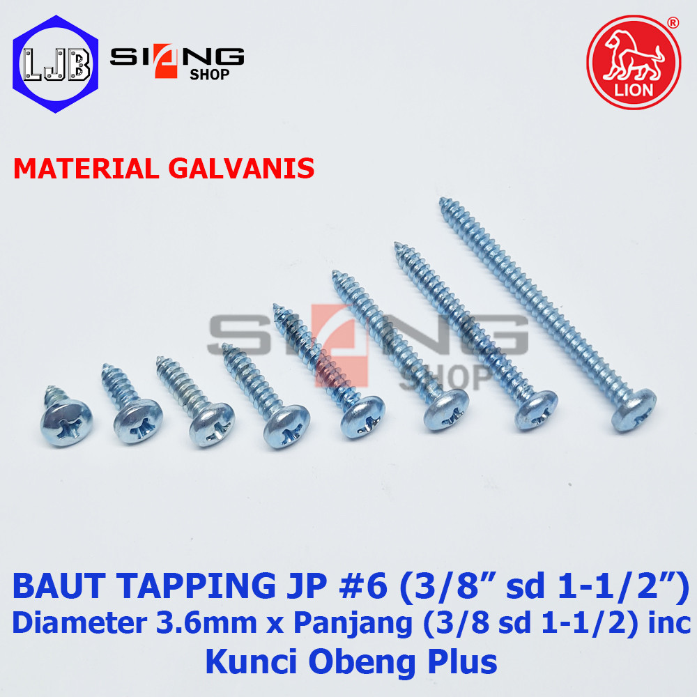 Per Box Baut Tapping JP #6 Sekrup Tapping Galvanis LION