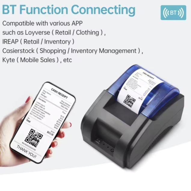Mini Thermal Printer Bluetooth SMARTCOM EP-RPP02 58mm Support Mokapos - BLACK