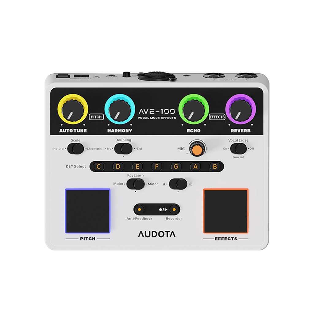 Audota Ave100 Vocal MultiEffects Processor with Reverb Delay Pitch Correction Three Harmony Modes Automatic Key Detection