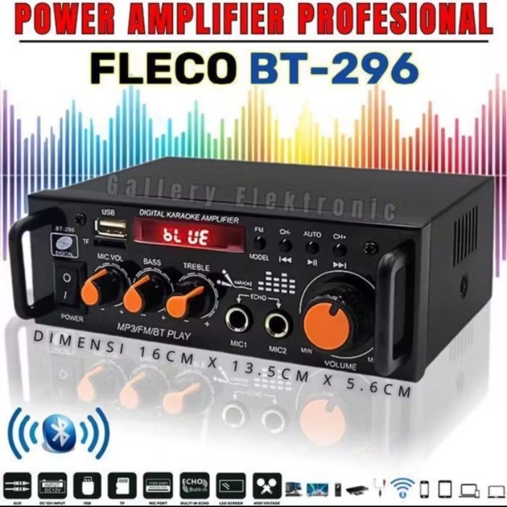 COD TERMURAH AMPLIFIER BLUETOOTH FLECO BT-296 PRO 600 WATT
