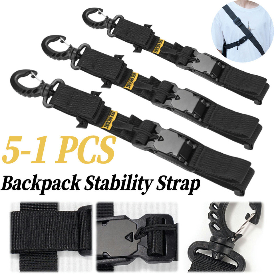 5-1pcs Three Point Auxiliary Backpack Stability Strap Quick Detachable Backpack Stabilizer Strap Adjustable for Outdoor Camping