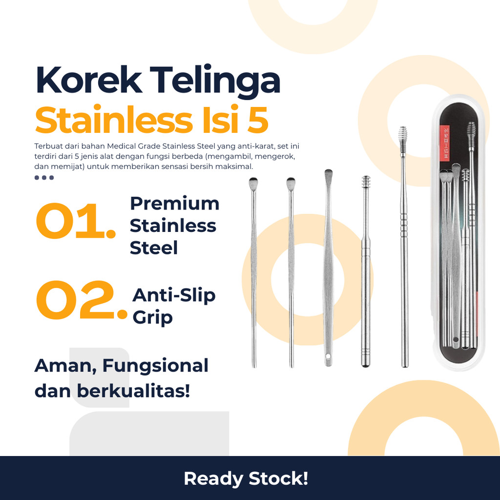KOREK TELINGA STAINLESS ISI 5