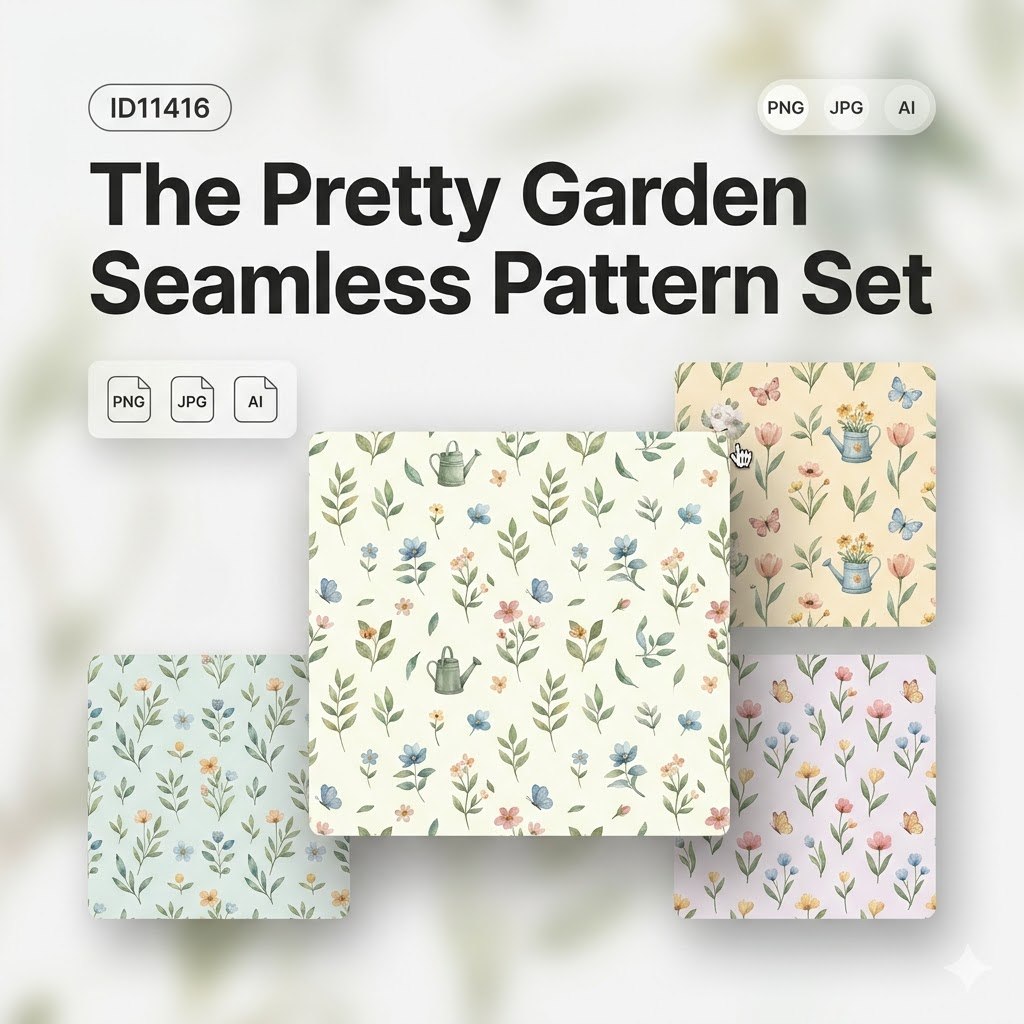 ID11416 - The Pretty Garden Seamless Pattern Set
