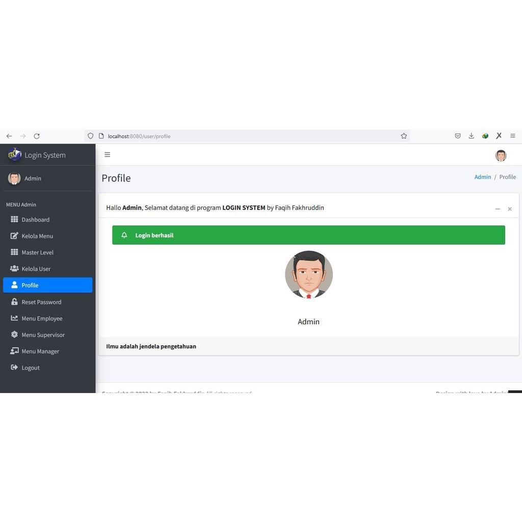 Source Code Sistem Login Multi User dan Multi Level dengan CodeIgniter 4 dan template Admin LTE