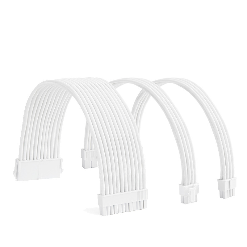 FormulaMod All White PSU Extension Cable Kit , Solid Color Cable Solid Combo 300mm ATX24Pin