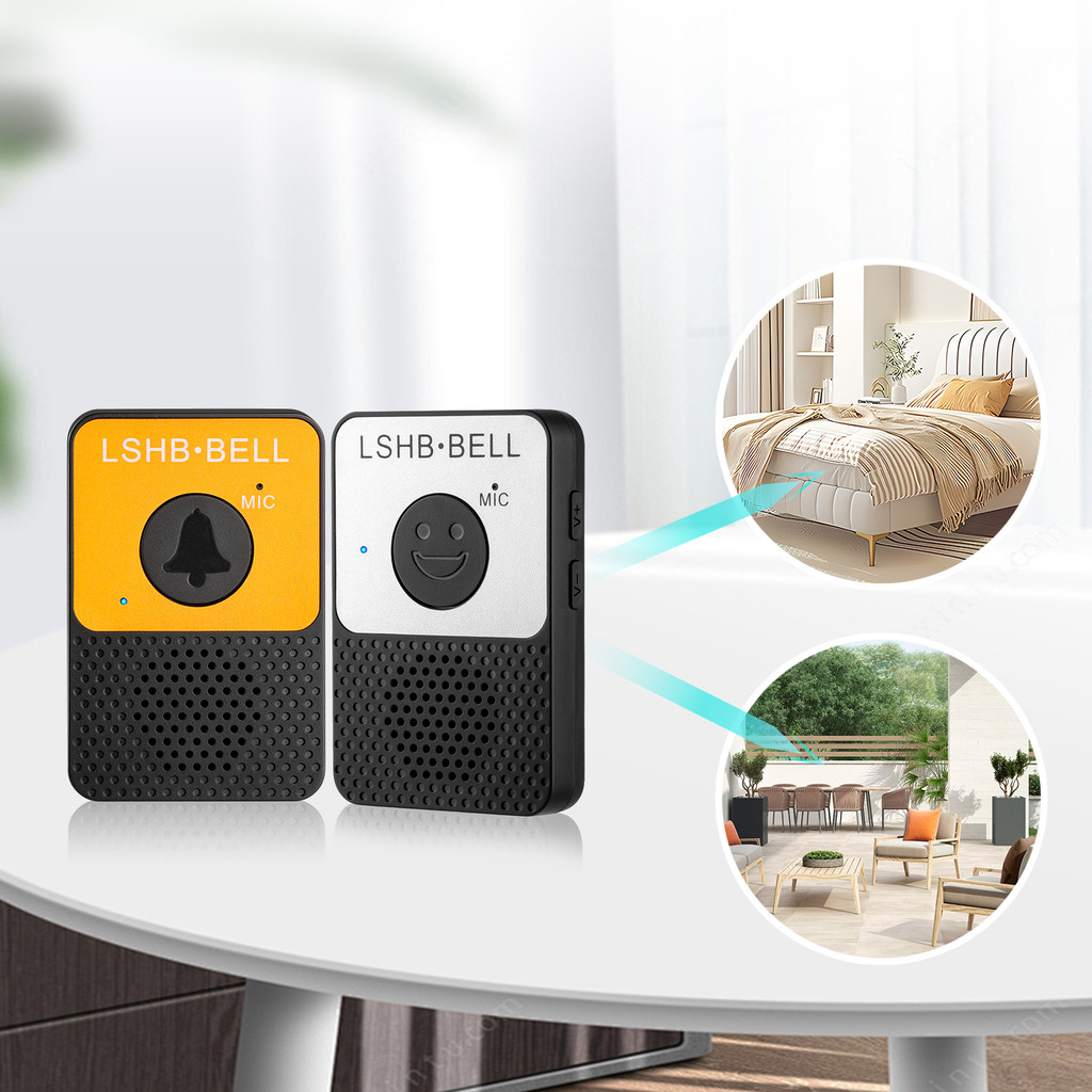 800ft Long Range Door Intercoms System 8 Level Volume & LED Flash 2-Way Wireless Intercom Doorbell