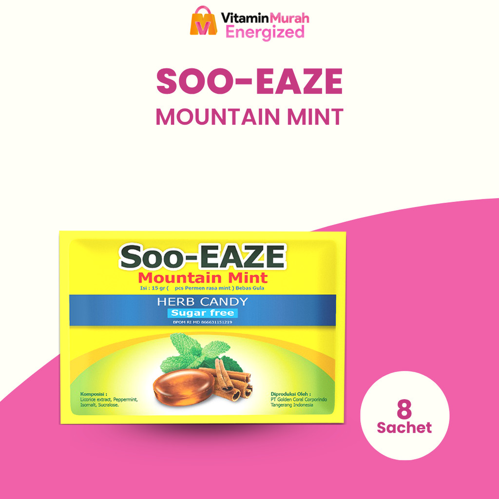 Soo-EAZE PERMEN HERBAL BEBAS GULA RASA MINT ISI 8 PCS