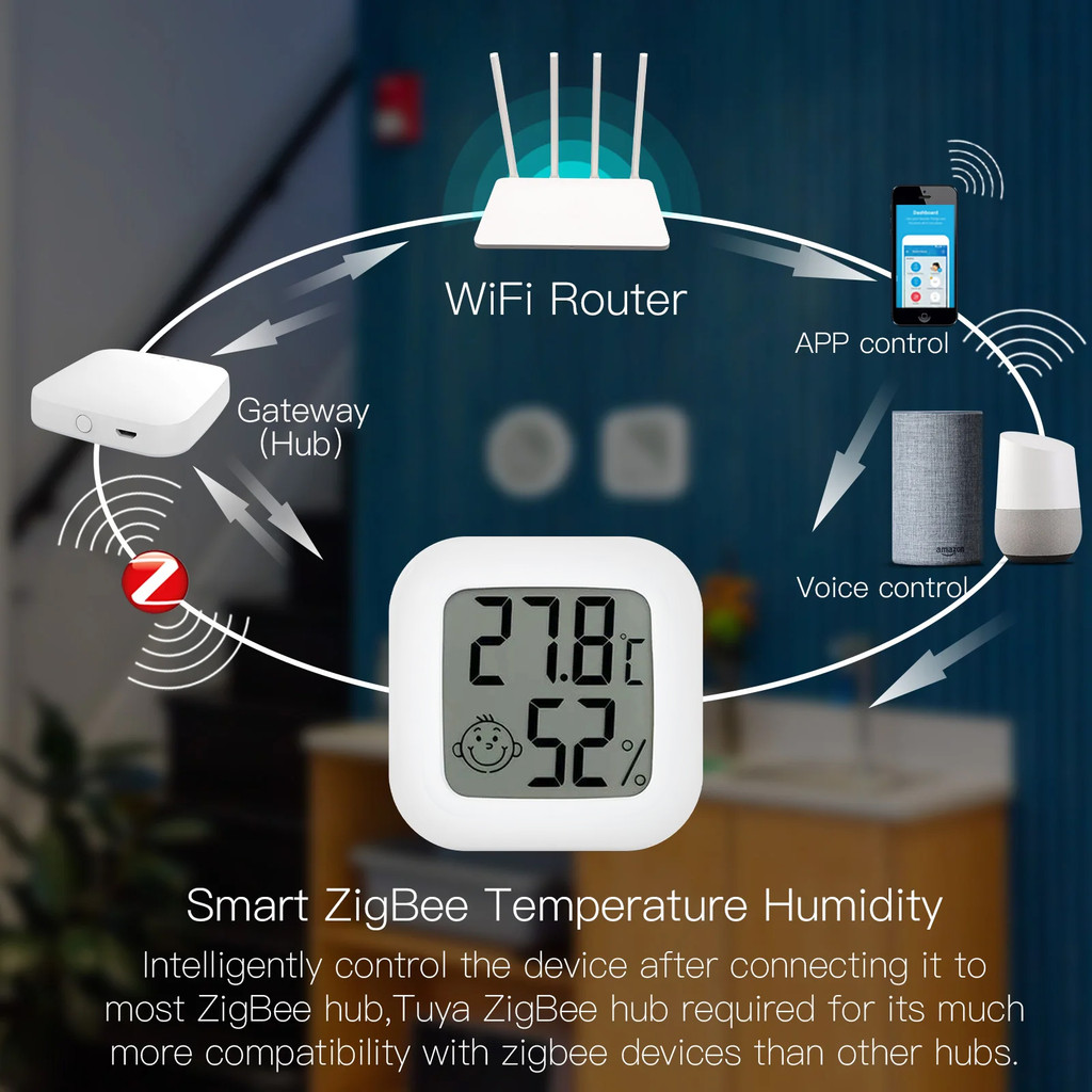 Tuya Zigbee Temperature Humidity Sensor Smart LCD Digital Thermometer Hygrometer Works with Smart