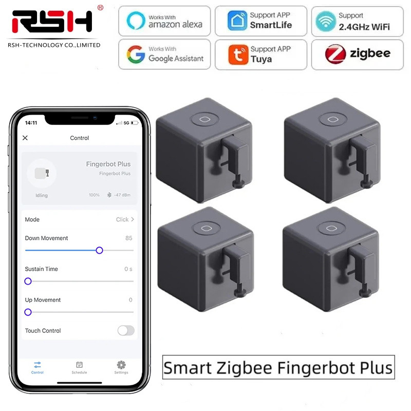 Tuya Zigbee Fingerbot Plus Smart Fingerbot Switch Button Pusher APP Timer Voice Control Works with