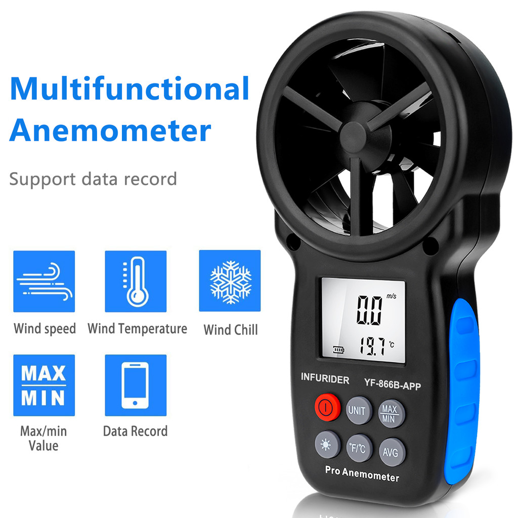 Digital Bluetooth Anemometer Handheld, Wireless Anemometer Wind Speed Meter Measuring Wind