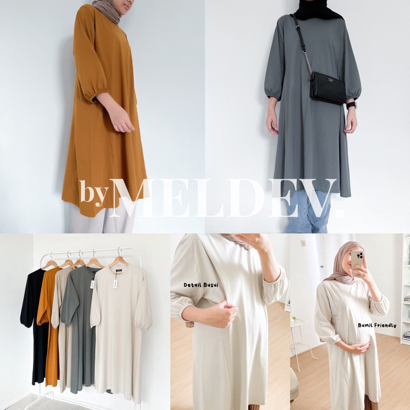 ByMeldev Basic Slim Tunik Nonbusui Busui Cotton Premium