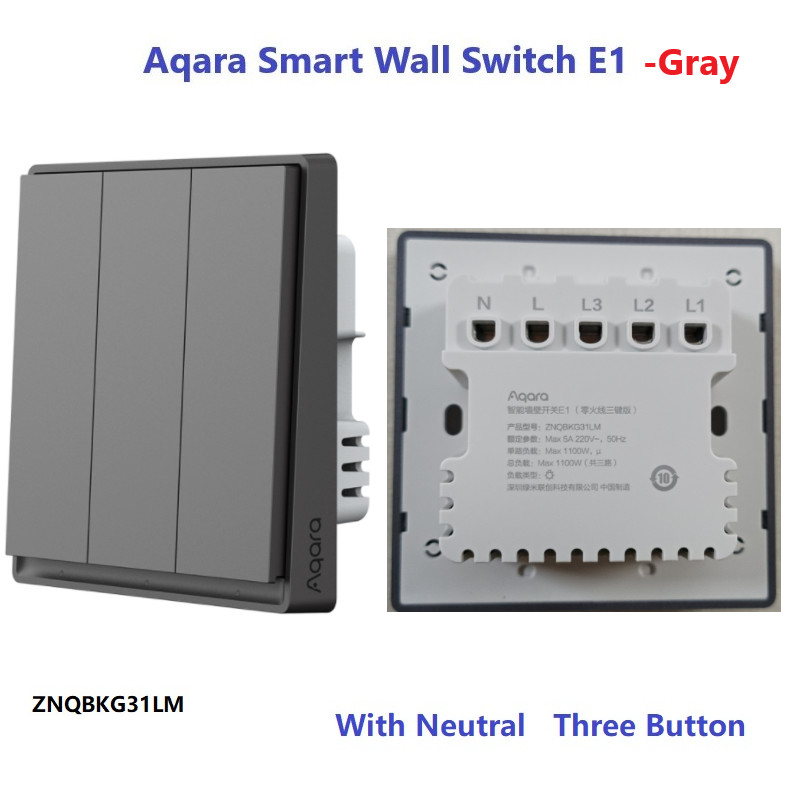 Aqara E1 Wall Switch With Neutral NO Neutral Smart Home ZigBee 3.0 Wireless Key Light Switch For