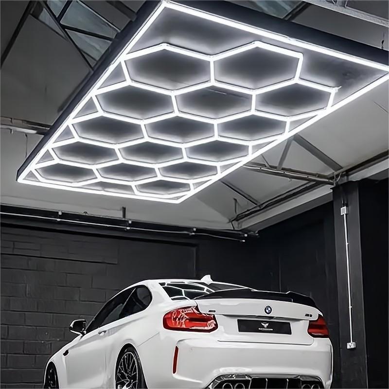 Led Working Light Hanging Hexagon Detailing Lighting Hexagonal Ceiling Garage Light