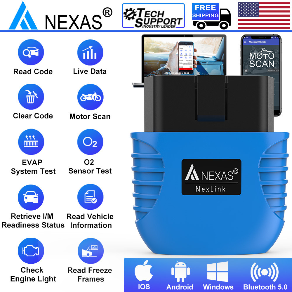 NEXAS Bluetooth 5.0 OBD2 EOBD Motorcycle Diagnostic Scanner for iOS Android Windows Fault Code