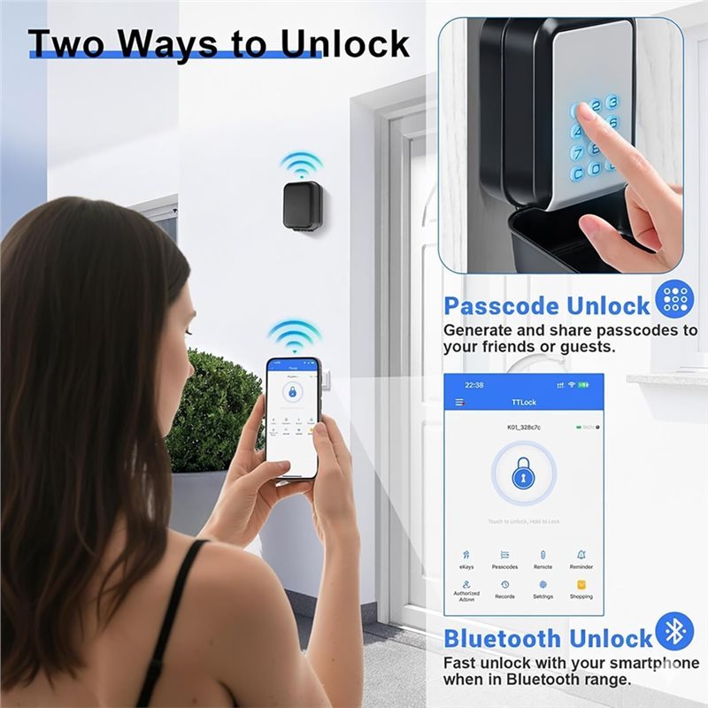 A52T Smart Key Lock Box With Code - Bluetooth & PIN Unlock, APP Controlled Digital Lockbox For Keys,