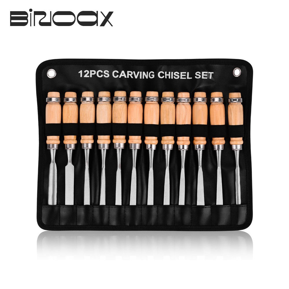 12Pcs Wood Carving Hand Chisel Tool Set Woodworking Professional Gouges Consruction An Carpentry Tools