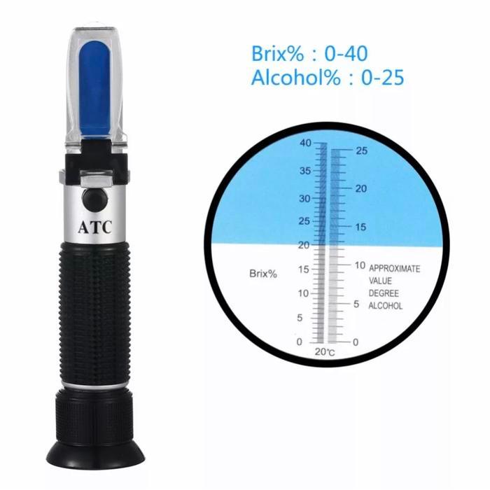 Refractometer 0~40% Brix 0~25% Alcohol Wort Specific Gravity Refractometer Beer Fruit Juice Wine