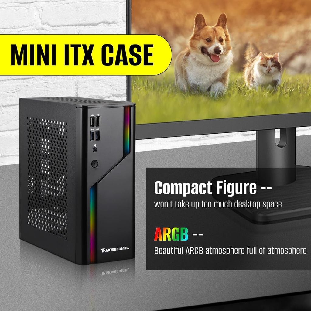 Mini ITX Case ARGB Small Form Factor SFF Mini-Tower HTPC PC Cases Vented Panels 0.8mm SPCC Computer
