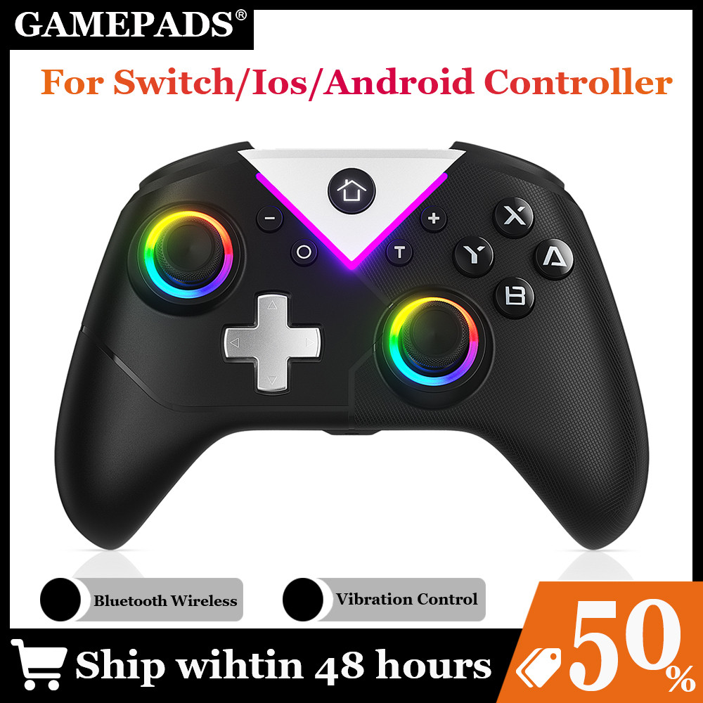 617 Wireless Pc Gaming Controller, With Rgb Led Light Compatible For Nintendo Switch/Mobile