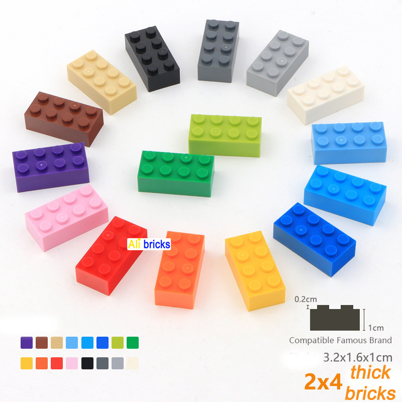 300pcs 2x4 Dot DIY Building Blocks Thick Figures Bricks Educational Creative Size Compatible With