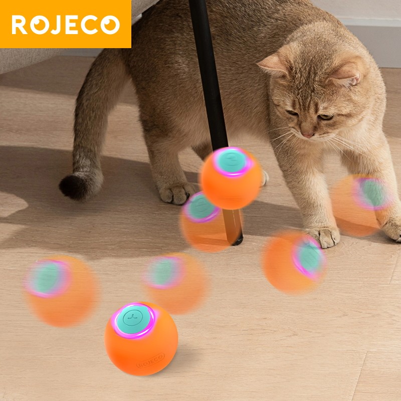 ROJECO Smart Pet Toys Cat Bouncing Ball Automatic Rolling Ball Interactive Training Self-moving