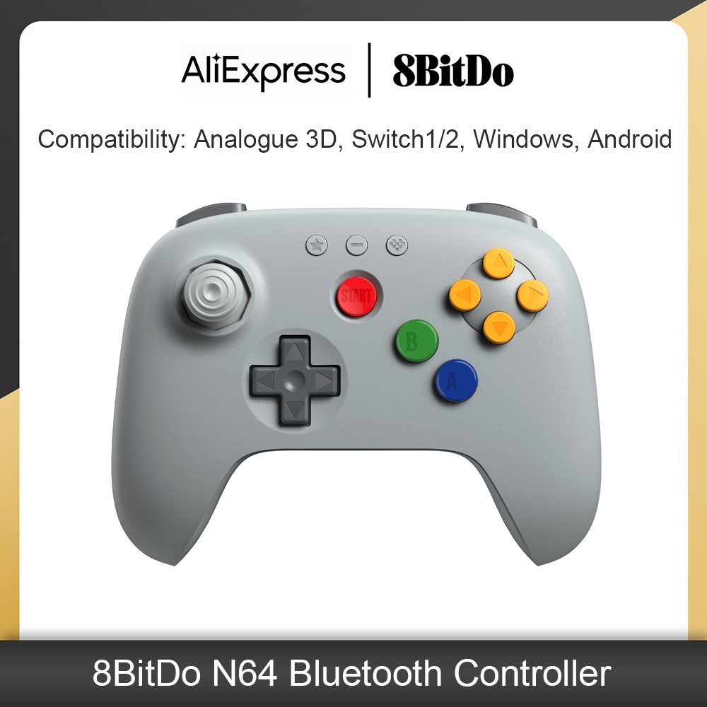 8BitDo N64 Bluetooth Controller with Hall Effect Joysticks for Analogue 3D, Switch, Switch 2,