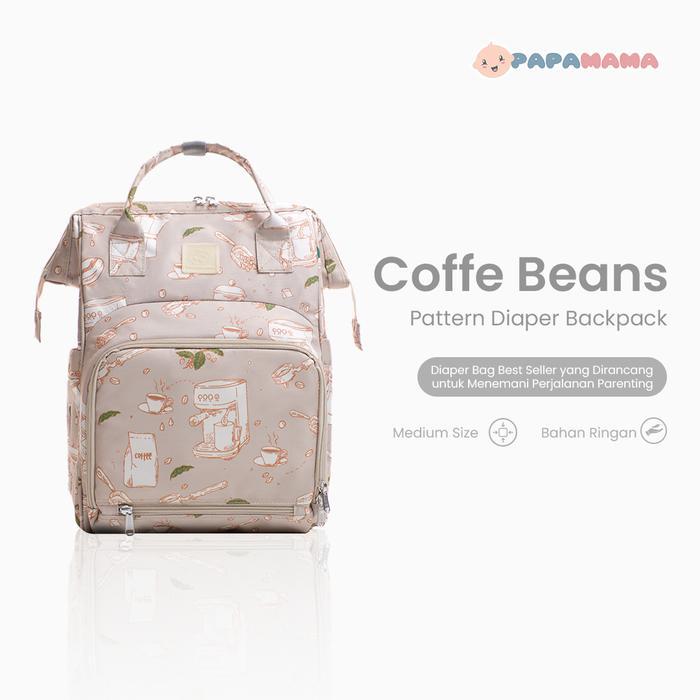 Papamama Pattern Diaper Bag - Coffe Beans 1047
