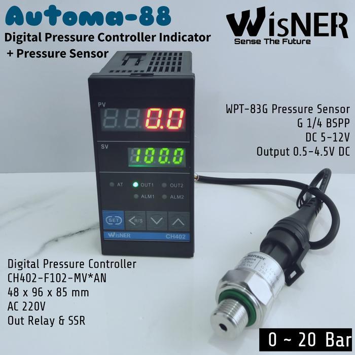 Readyyy Ch402 Digital Pressure Controller 0-20Bar Include Sensor 20 Bar