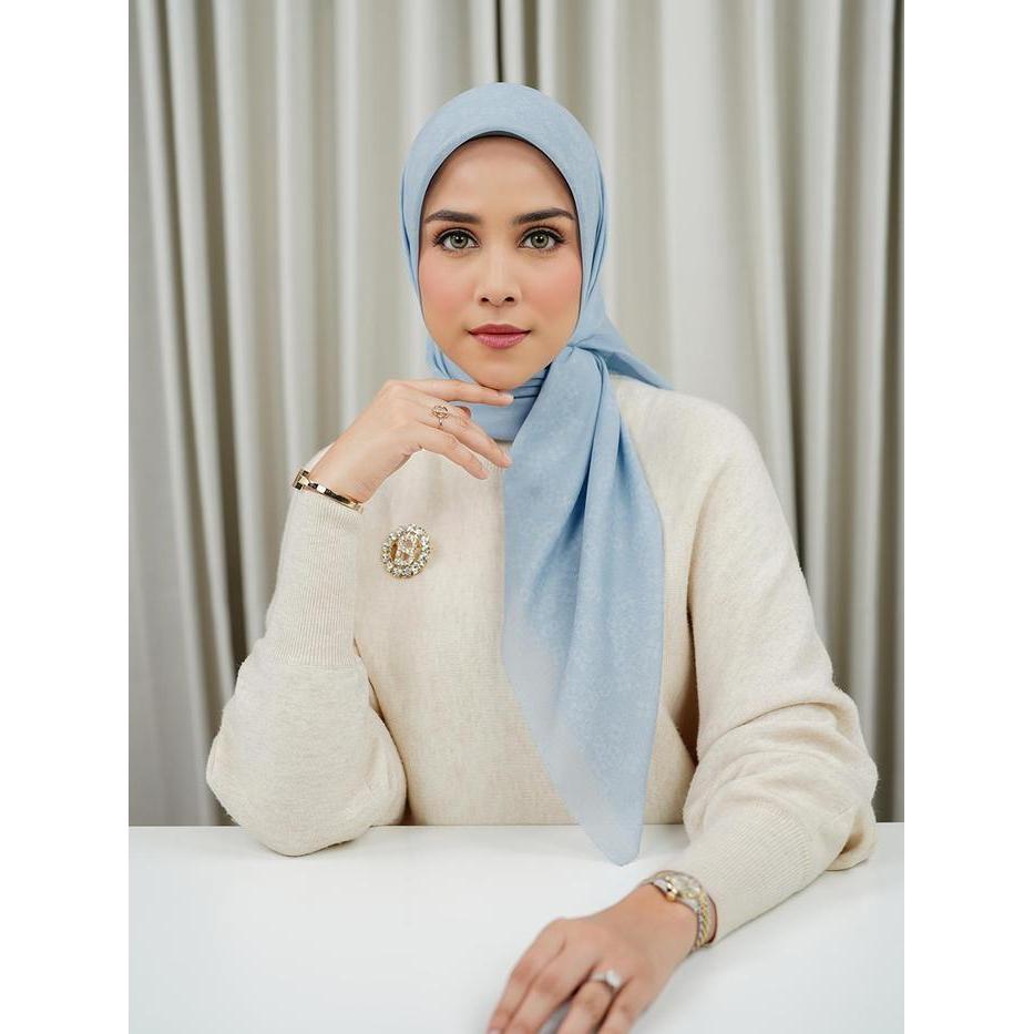 Monogram Scramble Voile Square - Sky Blue.