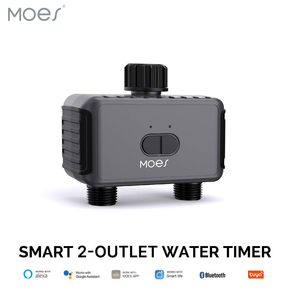 MOES Tuya Bluetooth 2-Outlet Water Timer Smart Sprinkler Valve Controller Auto Programmable Filter