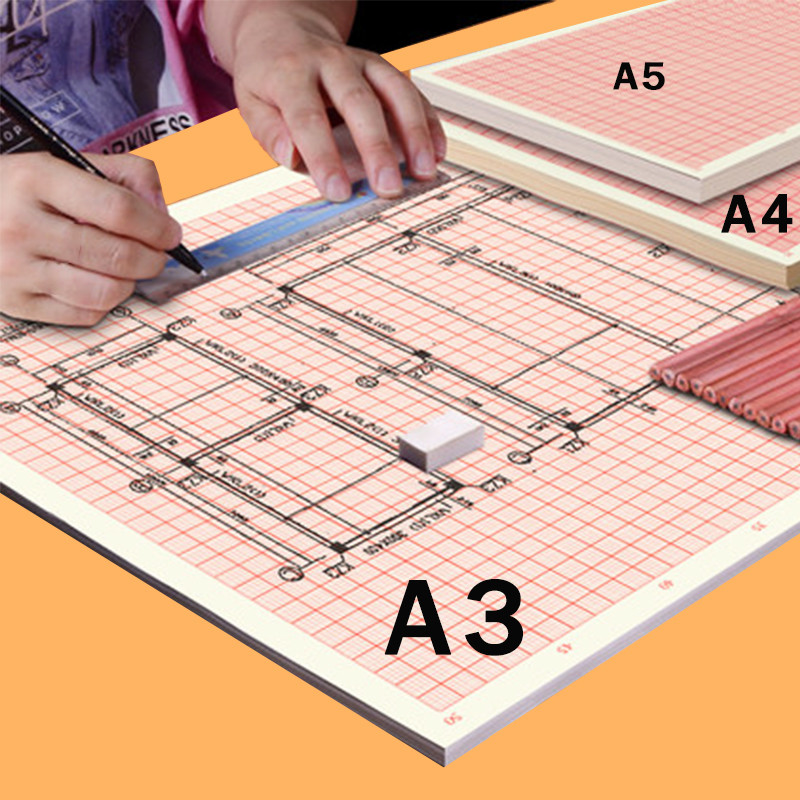 Standard A4/A3/A2 Calculation/Graph/Logarithmic/Coordinate Orange Grid Paper K-Line Drawing Paper
