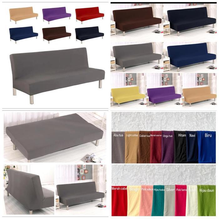 Sarung Sofa Bed Polos Polyester Kain Elastis Lembut Halus